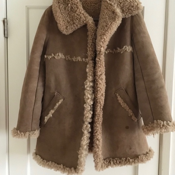 Women's Tan Shearling Coat - Picture 3 of 4